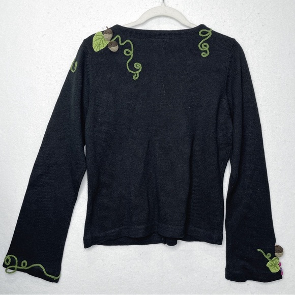 Belle Pointe Vintage Cardigan Sweater Fall Embellishments Black Thanksgiving - Picture 2 of 10